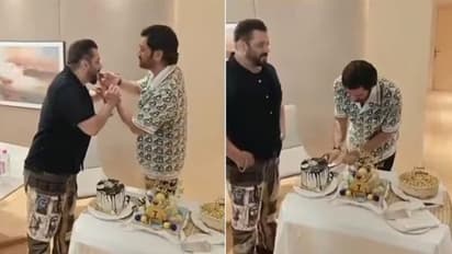 Video: Salman Khan celebrates MS Dhoni's 43rd birthday at Galaxy Apartment