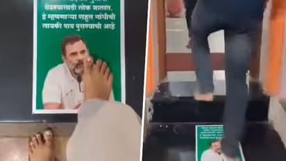 டோர் மேட்டில் ராகுல் காந்தி படம்.. இந்துக்களுக்கு எதிரான கருத்துகளுக்கு பதிலடி.. வைரலாகும் சர்ச்சை வீடியோ!