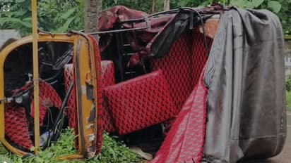 നിയന്ത്രണം വിട്ട ഓട്ടോറിക്ഷ ഇലക്ട്രിക്ക് പോസ്റ്റിൽ ഇടിച്ച് മറിഞ്ഞു; പാലക്കാട് അപകടത്തിൽ 3 പേർക്ക് പരിക്ക്