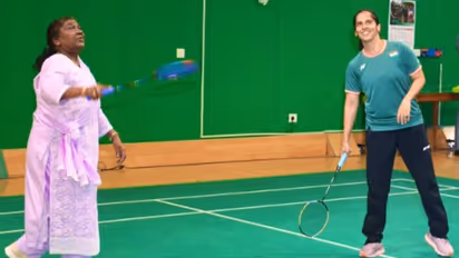 WATCH Video: President Droupadi Murmu Engages in Badminton Match with Saina Nehwal