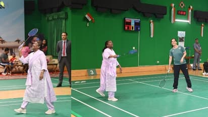 President Droupadi Murmu engages in friendly Badminton match with Saina Nehwal at Rashtrapati Bhavan