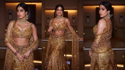 'തനി തങ്കം'; ആഡംബര കല്യാണത്തിന് സ്വർണ്ണ ആഭരണങ്ങൾ കൊണ്ട് നിർമ്മിച്ച ലെഹങ്കയില്‍ തിളങ്ങി ജാന്‍വി കപൂര്‍