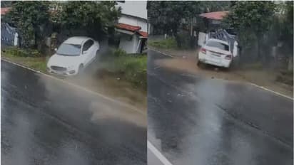 പട്ടാമ്പിയിൽ മഴയിൽ നിയന്ത്രണം വിട്ട് കറങ്ങി സ്വിഫ്റ്റ് ഡിസയർ, വീടിന്റെ മതിലിൽ ഇടിച്ച് തിരിഞ്ഞു, നിർത്താതെ പോയി