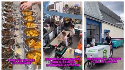 മുംബൈ 'ഡബ്ബാവാലാ'യിൽ നിന്ന് പ്രചോദനം, ലണ്ടന് കീഴടക്കാന് 'ഡബ്ബാ ഡ്രോപ്പ്'; വീഡിയോ വൈറൽ