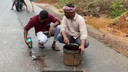 ശക്തമായ മഴ: നിര്മാണത്തിലിരുന്ന റോഡിൽ വിള്ളല് വീണു