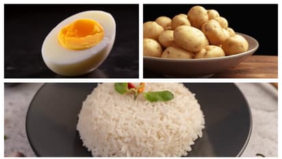 rice, eggs, potatoes,