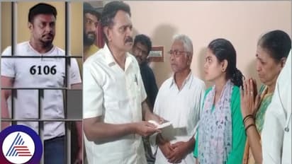 Actor Vinod Raj hands over Rs 1 lakh cheque to Renukaswamy’s wife in Chitradurga