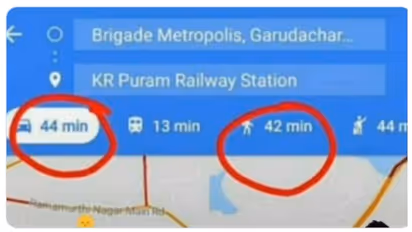 ബെംഗളൂരുവില്‍ 6 കിലോമീറ്റര്‍ കാര്‍ ഡ്രൈവിനേക്കാള്‍ വേഗം എത്തുക 'നടന്നാ'ലെന്ന് ഗൂഗിള്‍ മാപ്പ്; കുറിപ്പ് വൈറല്‍ 