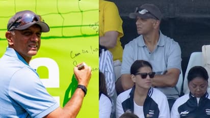 'ദ്രാവിഡിന് എന്താ ഈ വീട്ടില്‍ കാര്യം'; ഇന്ത്യ- അര്‍ജന്‍റീന ഹോക്കി ആവേശത്തില്‍ ഗ്യാലറിയിലെ താരം വന്‍മതില്‍