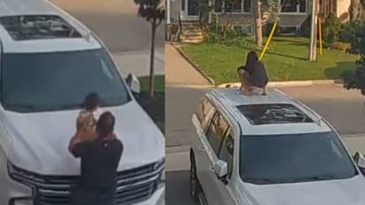 അമ്മയ്ക്ക് പകരം അമ്മയല്ലാതെ ആര്, കാറിന് മുകളിൽ ചാടിക്കയറി കുഞ്ഞിനെയെടുക്കുന്ന യുവതി, വീഡിയോ