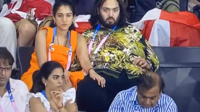 Newly weds Anant Ambani, Radhika Merchant watch Olympic games with Mukesh Ambani, Isha [PHOTOS]