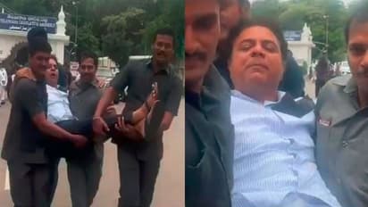 ತೆಲಂಗಾಣ ಅಸೆಂಬ್ಲಿಯಲ್ಲಿ ಹೈಡ್ರಾಮಾ: ಕೆಟಿಆರ್‌ ಕೈಕಾಲು ಹಿಡಿದು ಎತ್ತಿ ಹೊರಹಾಕಿದ ಮಾರ್ಷಲ್ಸ್‌