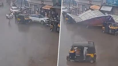Maharashtra: Billboard collapses onto vehicles in Thane's Kalyan amid heavy rain; Video goes viral (WATCH)