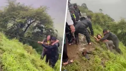 Pune woman falls into 60-ft gorge in Satara's ghat area while taking selfie, rescued | WATCH