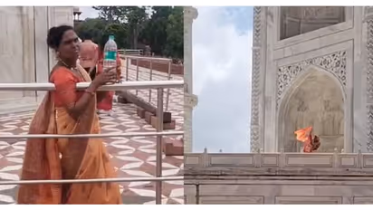 താജ്മഹലിൽ ജലാഭിഷേകം, കാവിക്കൊടി ഉയർത്തൽ; യുവതിയെ കസ്റ്റഡിയിലെടുത്ത് സിഐഎസ്എഫ് 