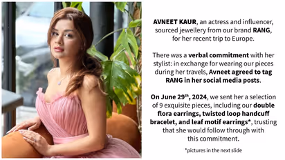 Jewelry brand accuses Avneet Kaur of cheating and non-payment: 'Worst experience to date'