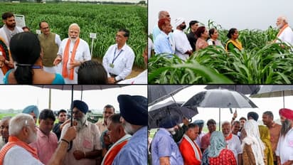 PM Modi unveils 109 new seed varieties, holds umbrella for farmers during rain-soaked interaction (WATCH)