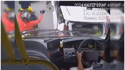 Bengaluru: On camera, BMTC bus mows down bikers, crashes into cars on busy road (WATCH)