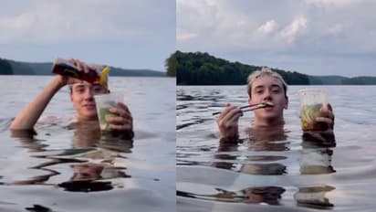 എന്റമ്മോ, നീന്തിക്കൊണ്ടിരിക്കുന്നതിനിടയിൽ കുക്കുമ്പർ സാലഡ് തയ്യാറാക്കി യുവാവ്, അമ്പരന്ന് നെറ്റിസൺസ്