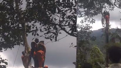 മുകളിൽ കയറി നിന്ന് മരം മുറിക്കുന്നതിനിടെ അപസ്മാരം വന്നു; പകച്ചുനിന്ന് താഴെയുള്ളവര്, രക്ഷകരായി ഫയര്ഫോഴ്സ്