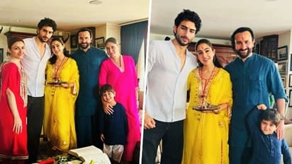 Cutness Alert! Sara Ali Khan ties rakhi to her brothers Ibrahim, Jeh; Soha Ali Khan seen posing with Saif