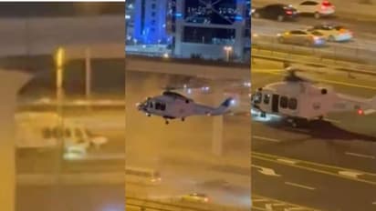 ഹെലിപാഡല്ല, നടുറോഡ്; വണ്ടികൾ തലങ്ങും വിലങ്ങും പായുന്നു, കൂടെ ഹെലികോപ്റ്ററും! വീഡിയോ വൈറൽ, കാര്യമിതാണ്...