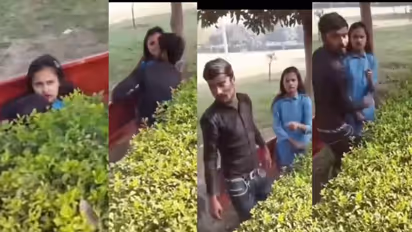 पार्क में झाड़ियों का सपोर्ट और अंदर गुटर-गूं करता कपल, रोमांस का वीडियो वायरल