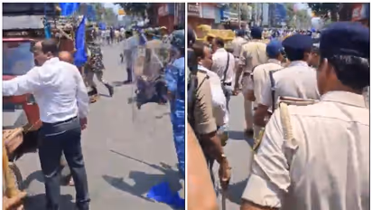 WATCH: Bharat Bandh blunder as policeman accidentally hits SDM with baton in viral video