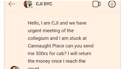 Viral Scam: Fraudster Pretends to be CJI DY Chandrachud, Seeks Rs 500 for Cab Fare Saying 'I'm Stuck at CP'