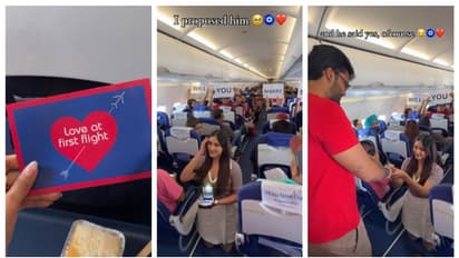 വായുവില് ഒരു വിവാഹാഭ്യര്ത്ഥന; വിമാനത്തിൽ വച്ച് വിവാഹാഭ്യർത്ഥന നടത്തുന്ന യുവതിയുടെ വീഡിയോ വൈറല്