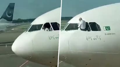 Watch | ஐயோ கண்ணாடி கிளீனா இல்லயே! - விமானத்தின் கண்ணாடியைத் துடைக்கும் பாகிஸ்தான் விமானி!