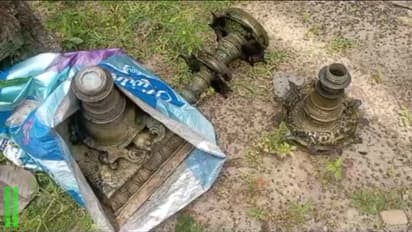 പട്ടാപ്പകൽ ക്ഷേത്രത്തിൽ മുച്ചക്ര സൈക്കിളുമായെത്തി ദീപസ്തംഭം മുറിച്ച് കടത്താൻ ശ്രമം; നാട്ടുകാർ കണ്ടപ്പോൾ ഓടി