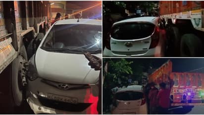 തൃത്താലയിൽ ലോറിക്ക് വഴി തെറ്റി, പുറകിലേക്കെടുക്കവെ കാറിൽ ഇടിച്ചുകയറി; ചായ കുടിക്കാൻ ഇറങ്ങിയത് ഡ്രൈവറുടെ ഭാഗ്യം