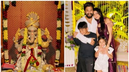 Ganesh Chaturthi 2024: Allu Arjun and wife Sneha Reddy celebrate Ganesh festival at home [PHOTOS]