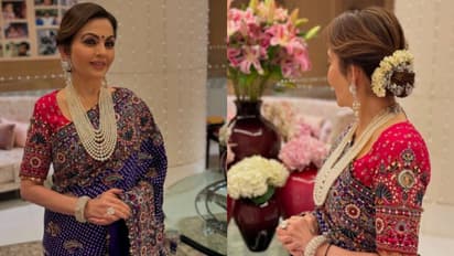 Nita Ambani looks elegant in a multi-coloured 'Bandhej' saree for Ganesh Utsav