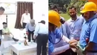BCCL officer caught fixing Union Minister's pyjamas, humiliating shoe-fix drama, video goes viral (WATCH)
