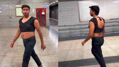 ತುಟಿಗೆ ಲಿಪ್‌ಸ್ಟಿಕ್, ಕಣ್ಣಿಗೆ ಕಾಡಿಗೆ... ಹೊಕ್ಕಳು ತೋರಿಸಿಕೊಂಡು ಮೆಟ್ರೋದಲ್ಲಿ ಯುವಕನ ಓಡಾಟ