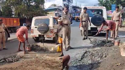 വാട്ടർ അതോറിറ്റി കുത്തിപ്പൊളിച്ച റോഡിലെ കുഴിയിൽ വീണ് ഓട്ടോ യാത്രികന്റെ മരണം; കോൺക്രീറ്റ് ചെയ്ത് പൊലീസ്