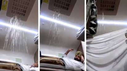 എസി കോച്ചിൽ ചറപറാ വെള്ളം, നനഞ്ഞുകുളിച്ച് യാത്രക്കാർ, ജീവനക്കാർ വന്ന് ബക്കറ്റ് വച്ചിട്ടുപോയി