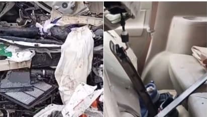 ട്രക്കിന്റെ പിന്നിലേക്ക് കാർ ഇടിച്ചുകയറി അപകടം; നാല് പേർ മരിച്ചു, വാഹനം പൂർണമായി തകർന്ന നിലയിൽ