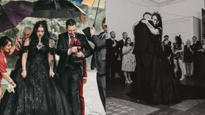 കറുത്ത വസ്ത്രങ്ങൾ, 13 -ന് വെള്ളിയാഴ്ച സെമിത്തേരിയിൽ ചടങ്ങ്, വ്യത്യസ്തമായി വിവാഹം കഴിച്ച് ദമ്പതികള്‍