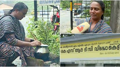 ഒറ്റക്കെത്തി, കെഎസ്ആർടിസിയിൽ അടുപ്പ് കൂട്ടി രഞ്ജിനിയുടെ സമരം; കാരണം അര ദിവസത്തിന്‍റെ പേരിൽ 'ശമ്പളം തടഞ്ഞു'