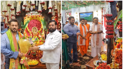 [See pics] Salman Khan joins Maharashtra CM Eknath Shinde at his residence for Ganesh Chaturthi celebrations 