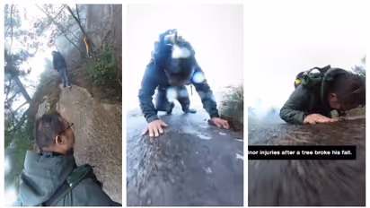 കാൽ വഴുതി ചെങ്കുത്തായ കൊക്കയിലേക്ക്... പിന്നാലെ തുറന്ന് പിടിച്ച കാമറയും ; മരണത്തെ മുഖാമുഖം കണ്ട വീഡിയോ വൈറൽ