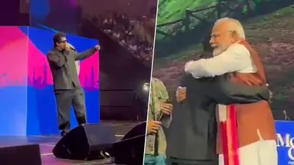 PM Modi greets Hanumankind with 'Jai Hanuman', hugs Aditya Gadhvi at stage (WATCH)