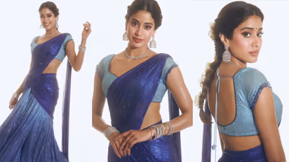 നീല ദാവണിയില് മനോഹരിയായി ജാന്വി കപൂര്; ചിത്രങ്ങള് വൈറല്