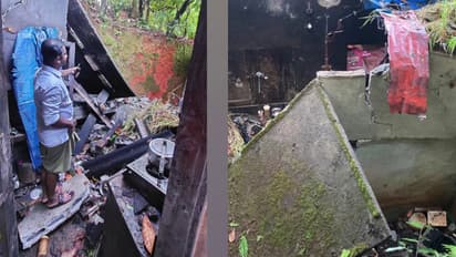 ഇടിമിന്നലേറ്റ് പൂർണമായി തകർന്ന് വീട്, കത്തിനശിച്ച് ഗൃഹോപകരണങ്ങൾ, കഷ്ടിച്ച് രക്ഷപ്പെട്ട് വീട്ടമ്മ 