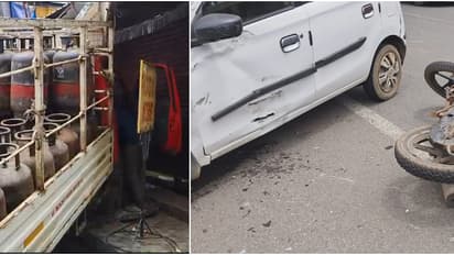 ആറ്റിങ്ങലിൽ നിയന്ത്രണം വിട്ട ഗ്യാസ് പിക്കപ്പ് വാൻ കാറിലും ബൈക്കിലും ഇടിച്ച ശേഷം കടയിലേക്ക് ഇടിച്ചു കയറി