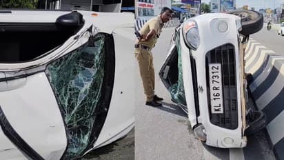 മേല്പ്പാലത്തിന്റെ ഡിവൈഡറിലിടിച്ച് കാര് നിയന്ത്രണം വിട്ട് മലക്കം മറിഞ്ഞു; അപകടത്തിൽ ഒരാള്ക്ക് പരിക്ക്