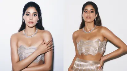 Janhvi Kapoor shines in golden co-ord with Bulgari earrings worth Rs 42,16,000